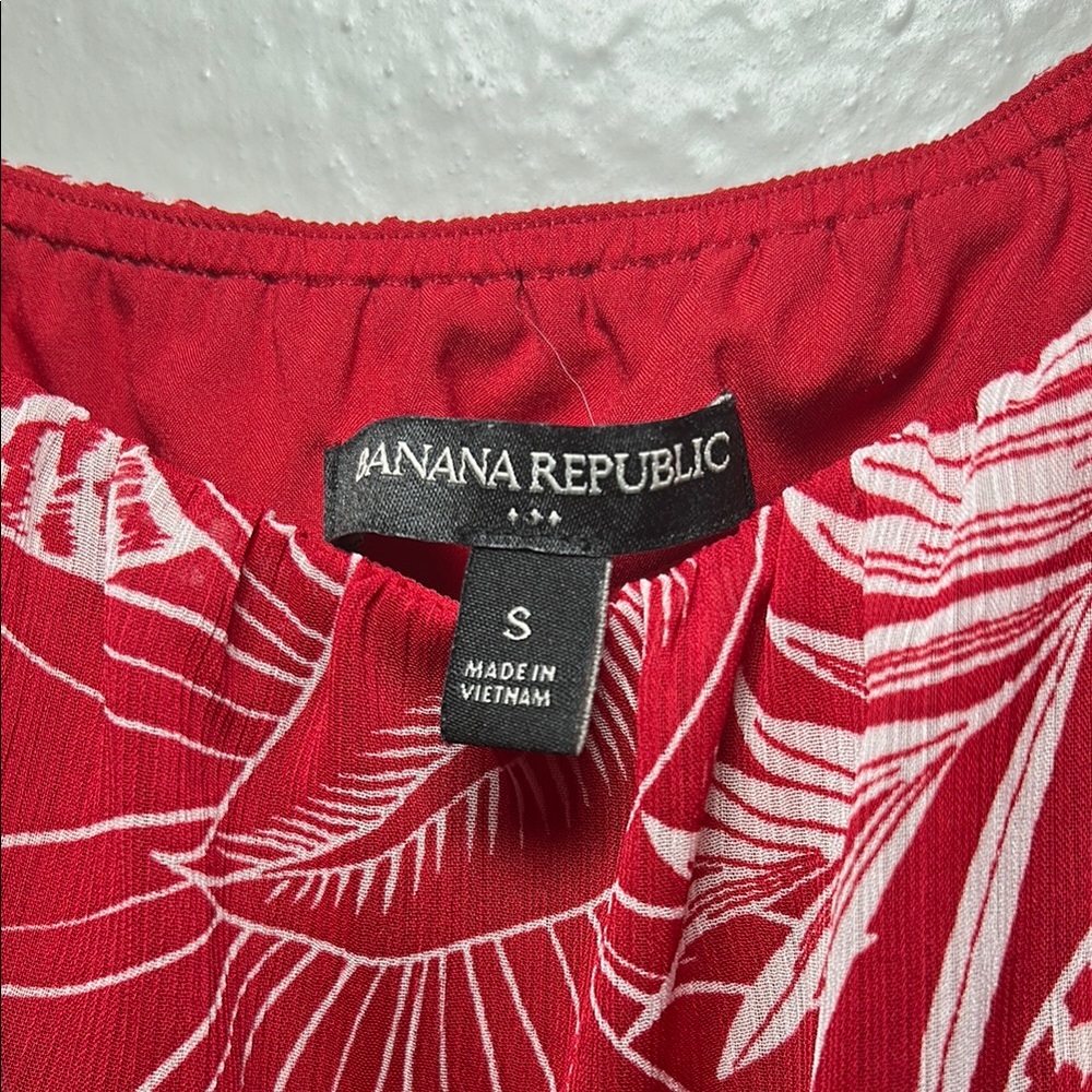 Banana Republic Red Puff Sleeve Midi Dress Small Size - Picture 2 of 7